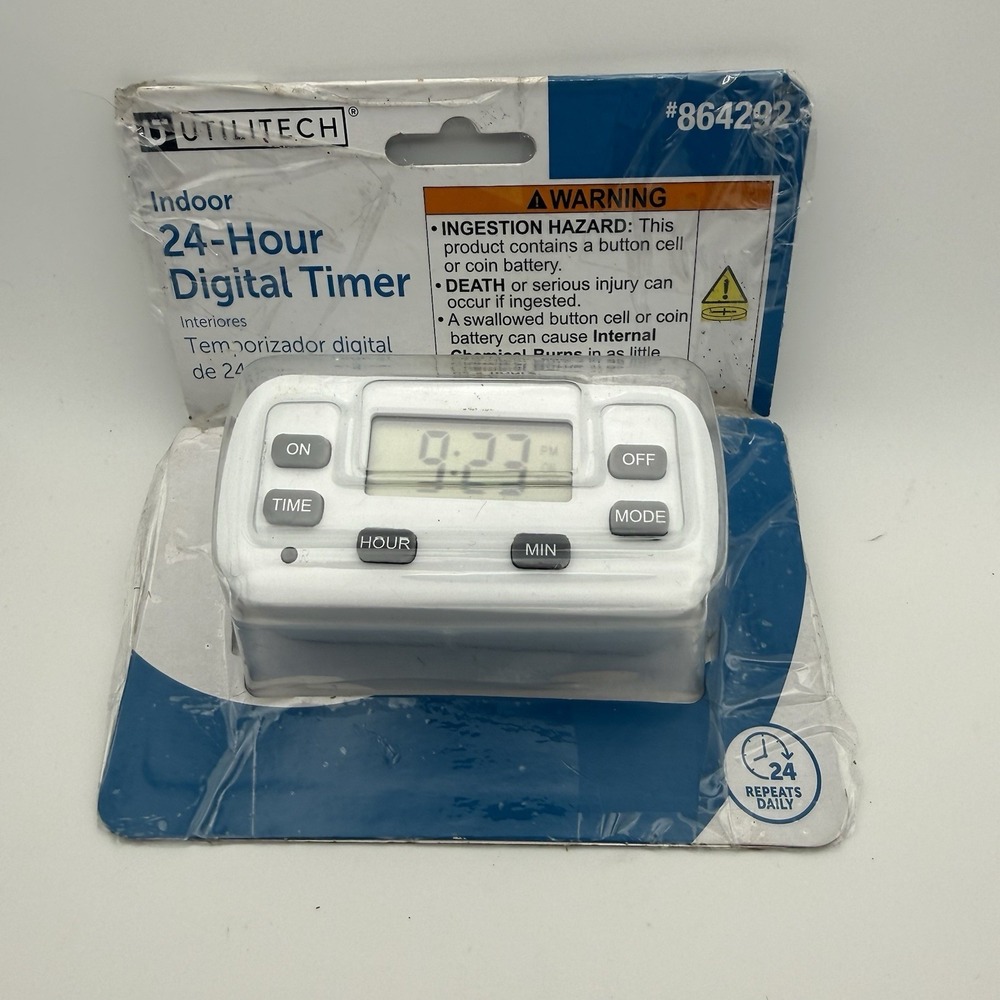 Utilitech 864292 Indoor 24-Hour Digital Plug-In Timer LTS-T81 15A Open Box